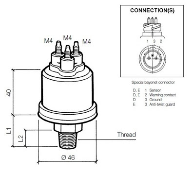 VDO Pressure sender 0-16 Bar - M18